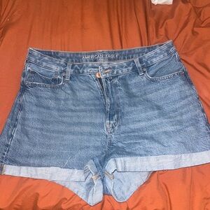 American Eagle Outfitters Blue Jean Shorts with Distressed Hem